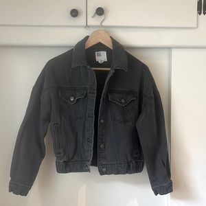 womans black jean jacket